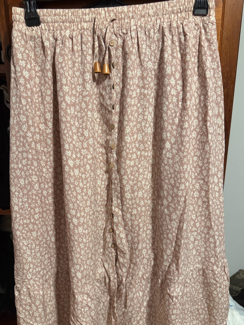 Pink Lily Dusty Pink Elastic-Waist Skirt
